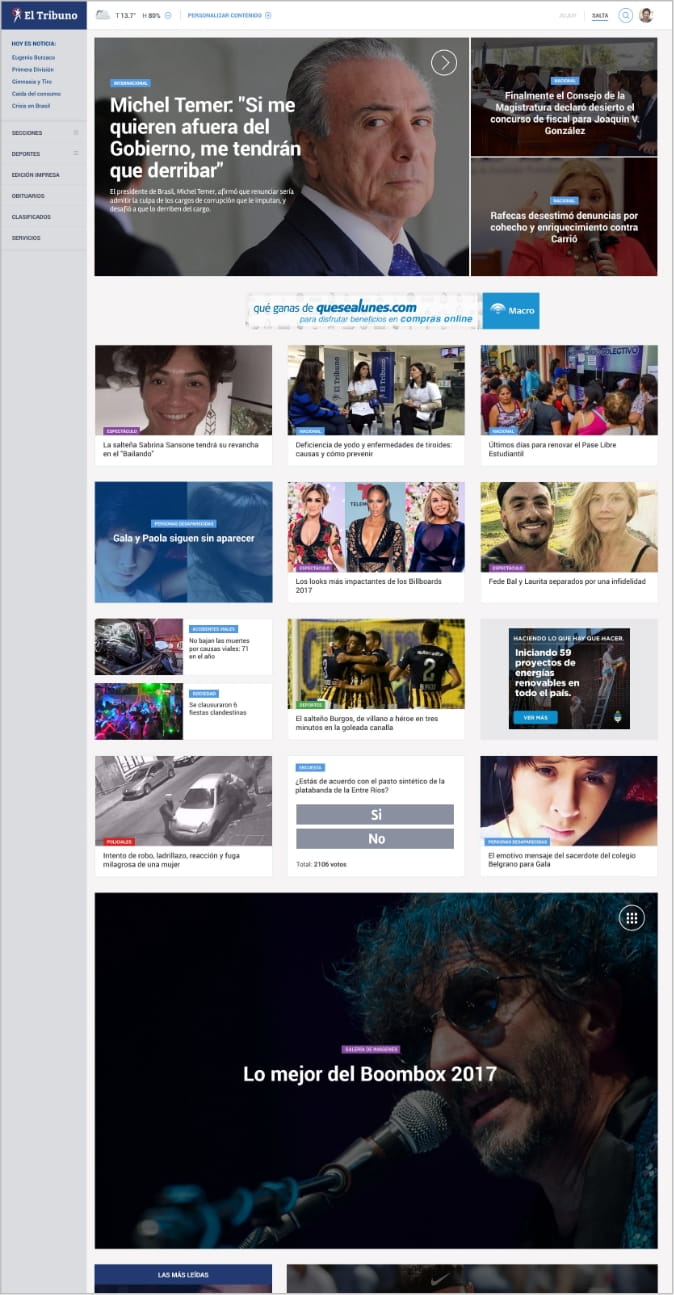 El Tribuno screencapture
