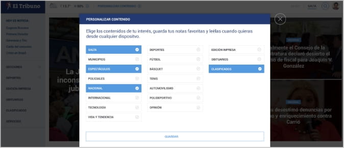 El Tribuno screencapture