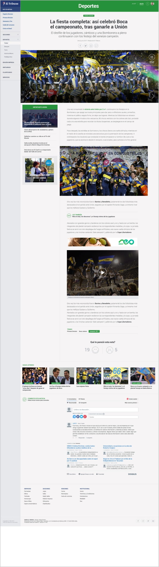 El Tribuno screencapture